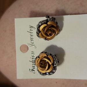 Rose Stud Gold with diamond accent Earrings